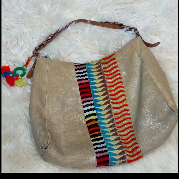 Anthropologie Jasper and Jeera gold and metallic colorful embroidered purse - Picture 4 of 16